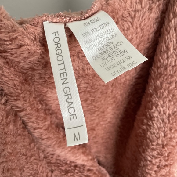 Forgotten Grace Sherpa Cardigan Jacket hoodie medium muted coral color - Picture 3 of 7
